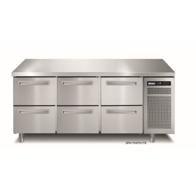 AFINOX - Meuble réfrigéré GN1/1 positif 4x 2x1/2 tiroirs groupe logé inox central