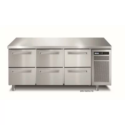AFINOX - Meuble réfrigéré GN1/1 positif 4x 2x1/2 tiroirs groupe logé inox central
