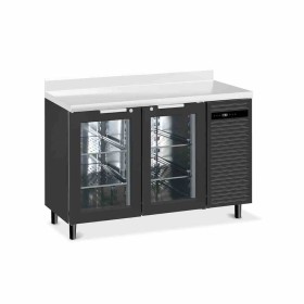 FURNOTEL - Arrière-bar skinplate groupe logé H. 1000 mm 2 portes vitrées avec LED 260 litres