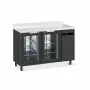 FURNOTEL - Arrière-bar skinplate groupe logé H. 1000 mm 2 portes vitrées avec LED 260 litres