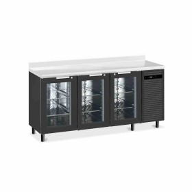 FURNOTEL - Arrière-bar skinplate groupe logé H. 1000 mm 3 portes vitrées avec LED 400 litres