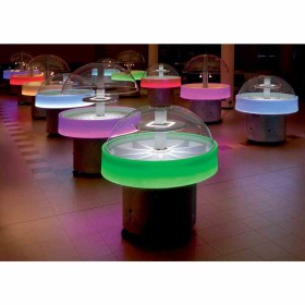 FURNOTEL - Buffet réfrigéré central rond équipé de 10 bacs plastiques blancs prof 80 mm