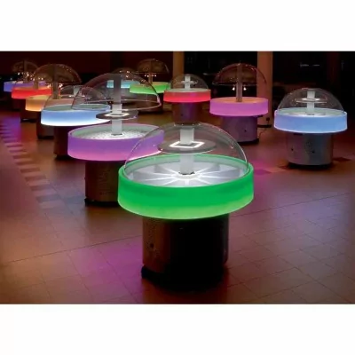 FURNOTEL - Buffet réfrigéré central rond équipé de 10 bacs plastiques blancs prof 80 mm