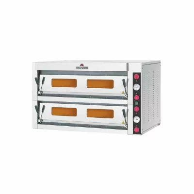 ITALFORNI - Four à pizza avec commandes mécaniques Série TK 2 chambres 12 pizzas Profondeur 940 mm