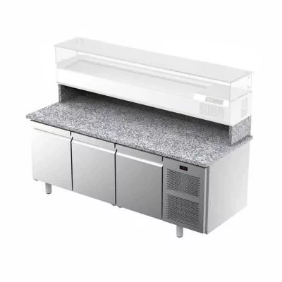 ILSA - Table à pizza positive 0/15°C avec dessus granit 3 portes avec groupe