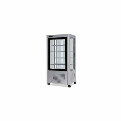 FURNOTEL - Vitrine réfrigérée négative 4 faces vitrées 540 litres fixe/grilles chromées 1 porte