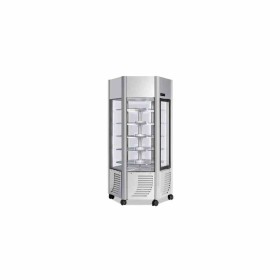 FURNOTEL - Vitrine réfrigérée positive 6 faces vitrées 600 litres tournante/plateaux verres 2 portes