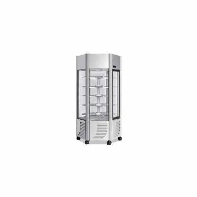 FURNOTEL - Vitrine réfrigérée positive 6 faces vitrées 600 litres tournante/plateaux verres 2 portes