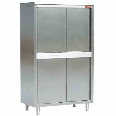 DIAMOND - Déclassé - Armoire haute inox largeur 2000 mm avec portes coulissantes