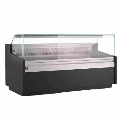 DIAMOND - Déclassé - Comptoir vitrine ventilé avec réserve largeur 1305 mm - Noir