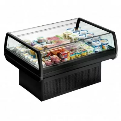 DIAMOND - Fin de série - Vitrine réfrigérée self-service panoramique noire L. 1290 mm