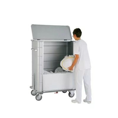 TECNOX - Déclassé - Chariot linge sale ouverture 2/3 pare-chocs caoutchouc avec frein sur roue 699 L