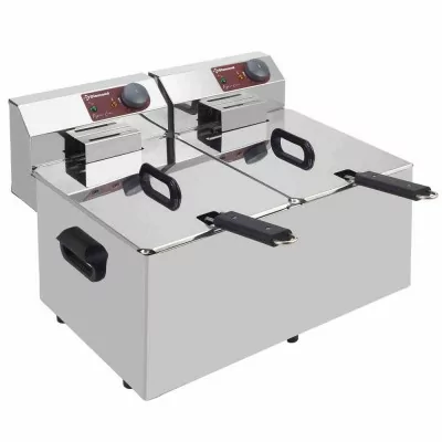 DIAMOND - Fin de série - Friteuse de table 2 x 7L professionnelle SANS robinet