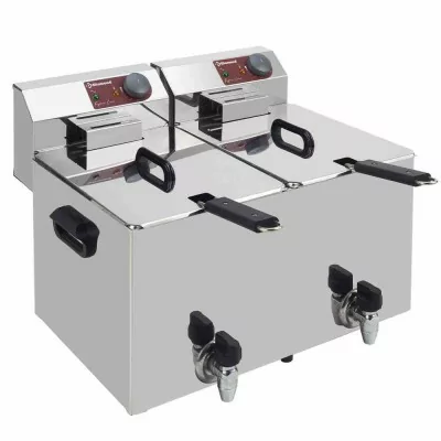 DIAMOND - Déclassé - Friteuse de table 2x8 L professionnelle - AVEC robinet