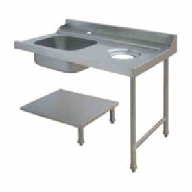 ELETTROBAR - Table de prélavage droite machines à paniers 500 x 500 ou 600 x 500 évier vide-déchets L. 1200 mm