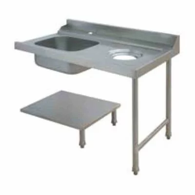 ELETTROBAR - Table de prélavage droite machines à paniers 500 x 500 ou 600 x 500 évier vide-déchets L. 1200 mm