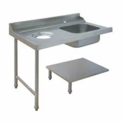 ELETTROBAR - Table de prélavage gauche machines à paniers 500 x 500 ou 600 x 500 évier vide-déchets L. 1200 mm