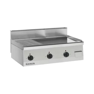 GIORIK - Déclassé - Plancha électrique acier inoxydable triple 2/3 lisse 1/3 rainurée