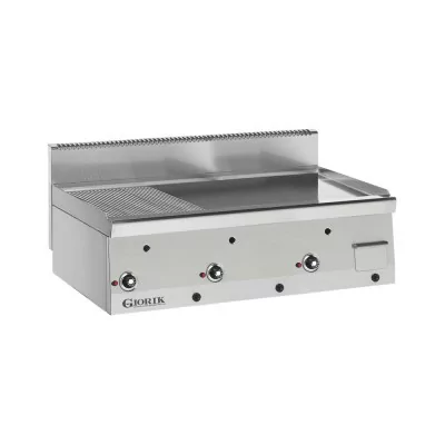 GIORIK - Déclassé - Plancha gaz acier inoxydable triple 2/3 lisse 1/3 rainurée