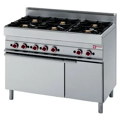 DIAMOND - Déclassé - Fourneau 6 feux sur four gaz et placard GN 1/1, série 650