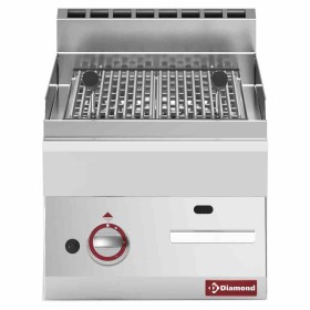 DIAMOND - Déclassé - Grill pierre de lave gaz grille en fonte L. 400 mm