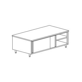 TECNOX - Déclassé - Meuble de rangement central avec 2 portes coulissantes 100x60x85