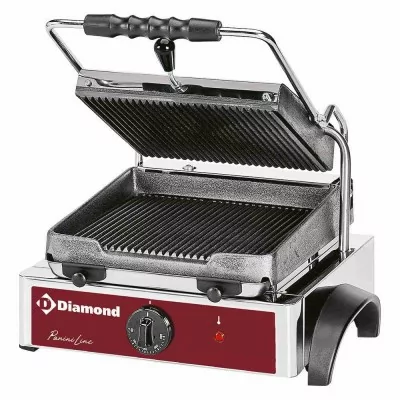 DIAMOND - Déclassé - Grill panini électrique plaques en fonte rainurées 330 mm