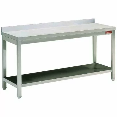 DIAMOND - Déclassé - Table inox adossée P. 700 mm L. 1400 mm