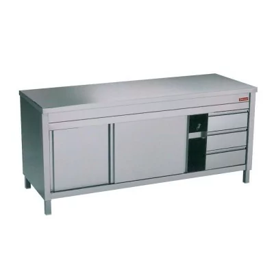DIAMOND - Déclassé - Table sur armoire neutre et 3 tiroirs à droite L. 1600 mm