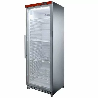 DIAMOND - Déclassé - Armoire frigorifique ventilée inox, 1 porte vitrée - 400 L