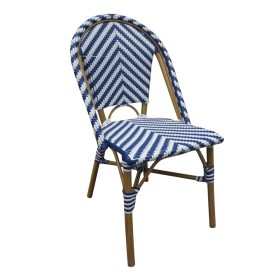 BOLERO - Chaises style parisien en rotin PE bleues (lot de 2)