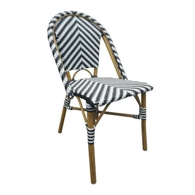 BOLERO - Chaises style parisien en rotin PE noires (lot de 2)