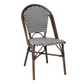 BOLERO - Chaises bistrot parisien en rotin PE motif noir (Lot de 2)