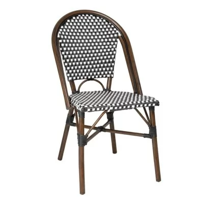 BOLERO - Chaises bistrot parisien en rotin PE motif noir (Lot de 2)