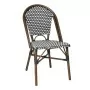 BOLERO - Chaises bistrot parisien en rotin PE motif noir (Lot de 2)