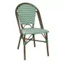 BOLERO - Chaises bistrot parisien en rotin PE motif vert (Lot de 2)