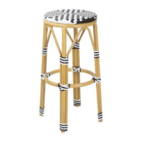 BOLERO - Tabourets de bar en rotin PE style parisien noirs (lot de 2)