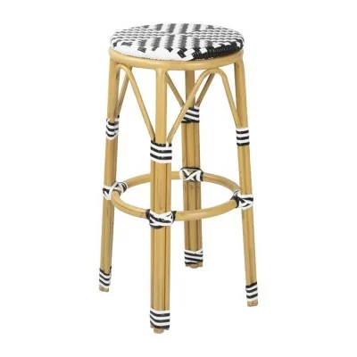 BOLERO - Tabourets de bar en rotin PE style parisien noirs (lot de 2)