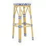 BOLERO - Tabourets de bar en rotin PE style parisien bleus (lot de 2)