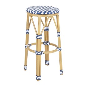 BOLERO - Tabourets de bar en rotin PE style parisien bleus (lot de 2)