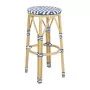 BOLERO - Tabourets de bar en rotin PE style parisien bleus (lot de 2)