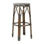 BOLERO - Tabourets de bar en rotin PE style parisien bois foncé noirs (lot de 2)