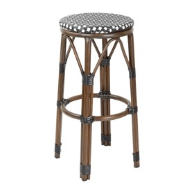 BOLERO - Tabourets de bar en rotin PE style parisien bois foncé noirs (lot de 2)