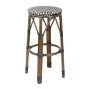 BOLERO - Tabourets de bar en rotin PE style parisien bois foncé noirs (lot de 2)