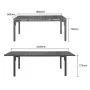 BOLERO - Table d'extérieur à lattes extensible Valletta grise 1800mm