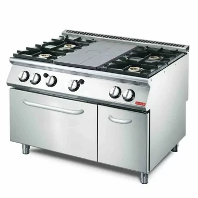 GASTRO M -  Plaque coup de feu avec 4 feux vifs avec four gaz et placard