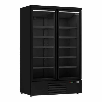 COMBISTEEL - Vitrine positive 2 porte en verre noire 1000 L