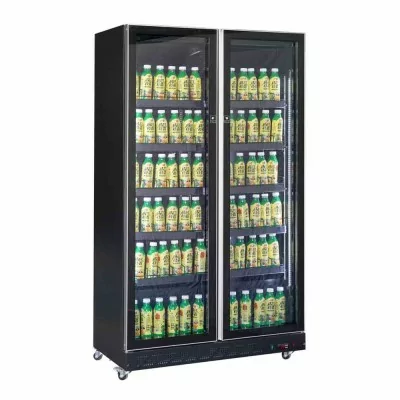 COMBISTEEL - Armoire froide positive 2 porte en verre noire 758 L
