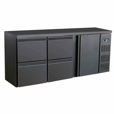 COMBISTEEL - Arrière bar réfrigérée noir 1 porte et 4 tiroirs 537 L