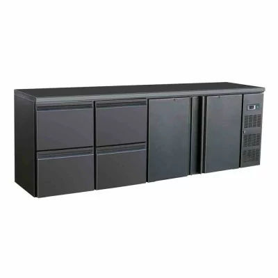 COMBISTEEL - Arrière bar réfrigérée noir 2 portes et 4 tiroirs 698 L